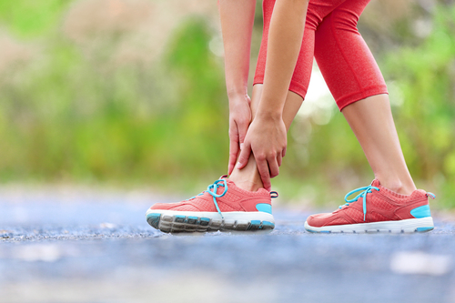 Ankle strain injury while running outdoors